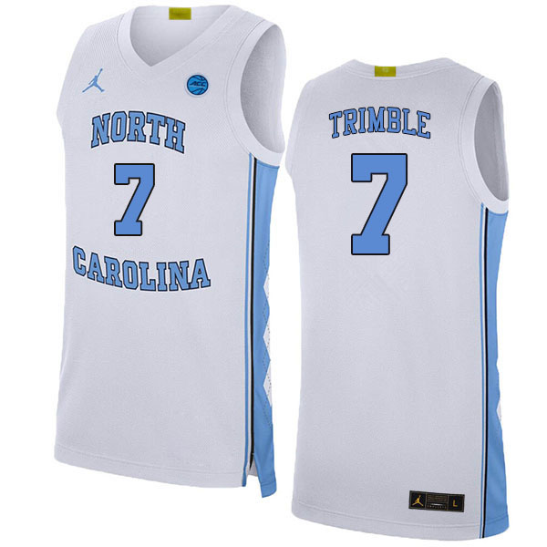 Men #7 Seth Trimble North Carolina Tar Heels College Basketball Jerseys Stitched Sale-White